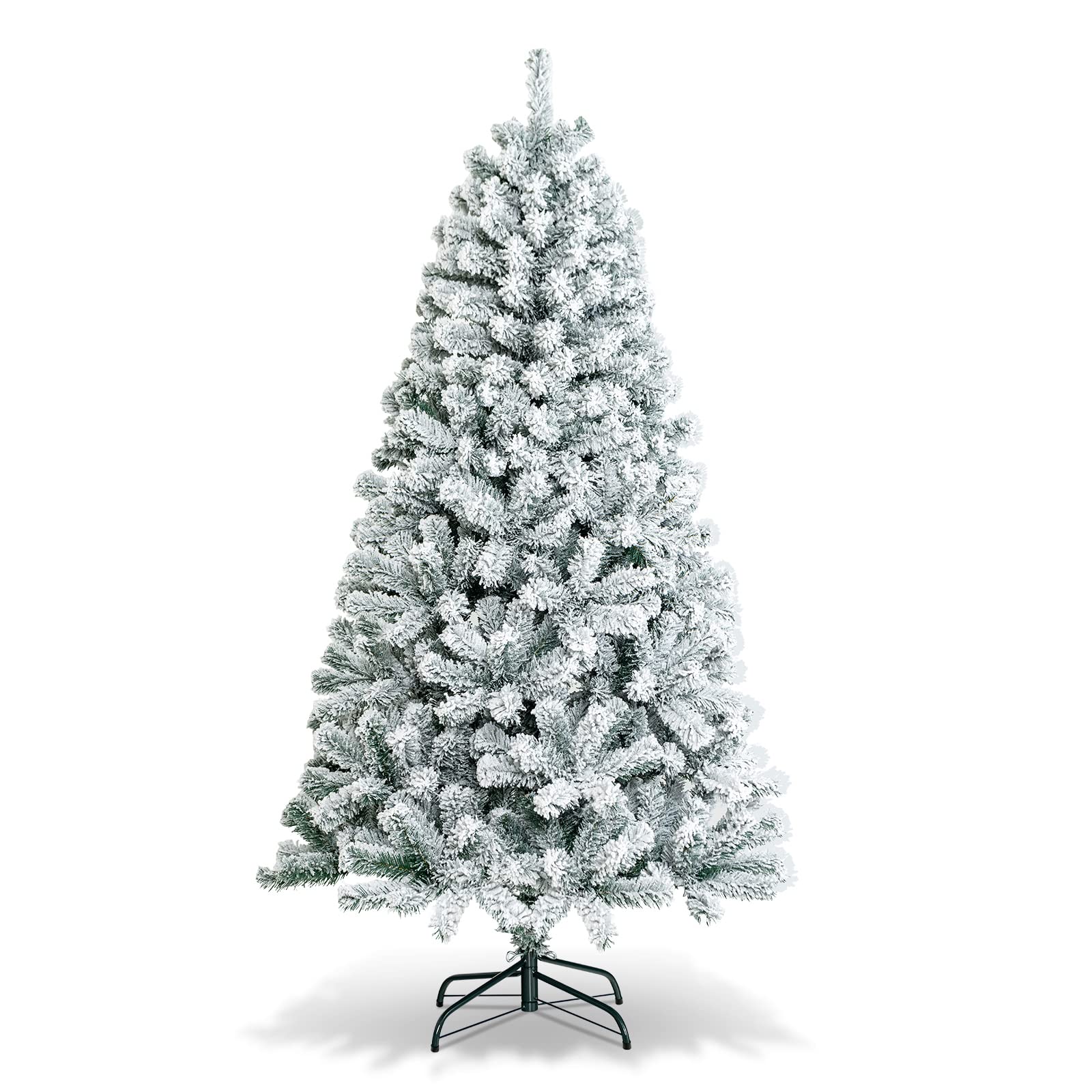Goplus 7FT Pre-Lit Artificial Christmas Tree Auto-Spread/Close up Branches 11 Flash Modes with Multicolored 400 LED Lights & Metal Stand