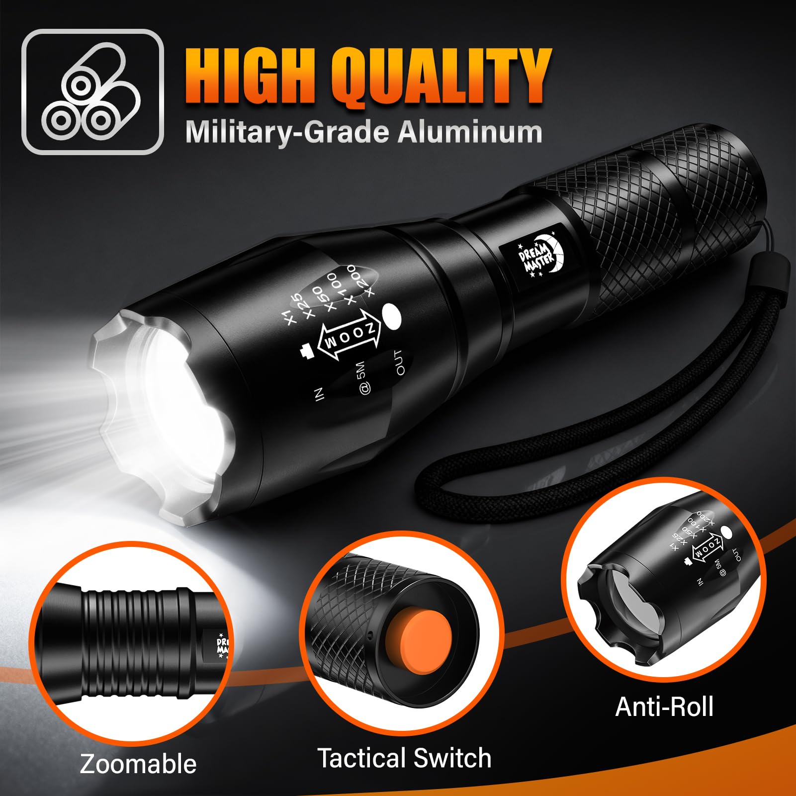 2 Pack LED Flashlights High Lumens with 6 AAA Batteries, 5 Modes Mini Waterproof Tactical Bright Flashlight for Camping, Hiking, Fathers Day Dad Gifts for Husband, Dad, Birthday Gifts for Men, Women
