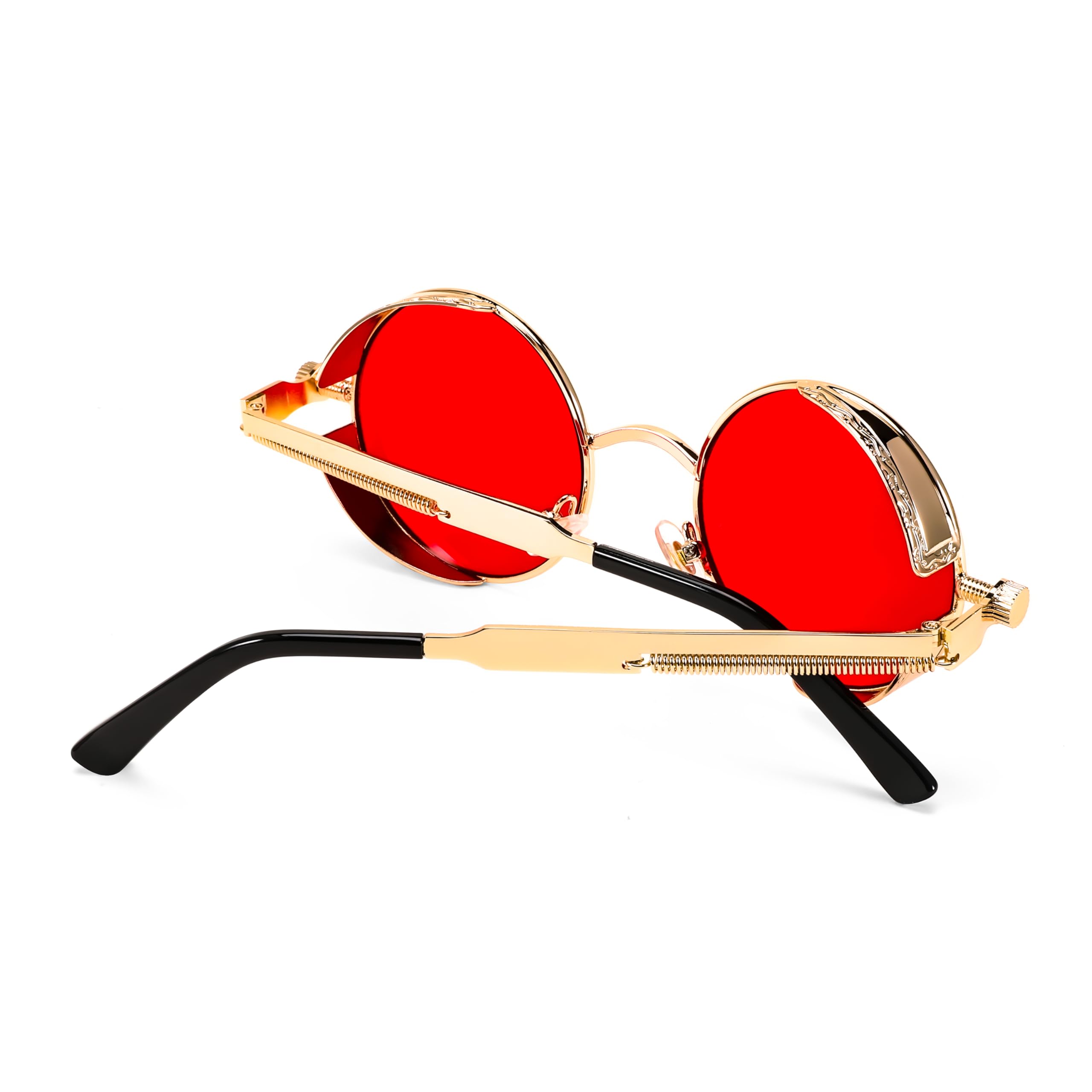 FEISEDY Retro Gothic Steampunk Sunglasses Round Metal Frame Punk Circle Inspired Shade Men B1857