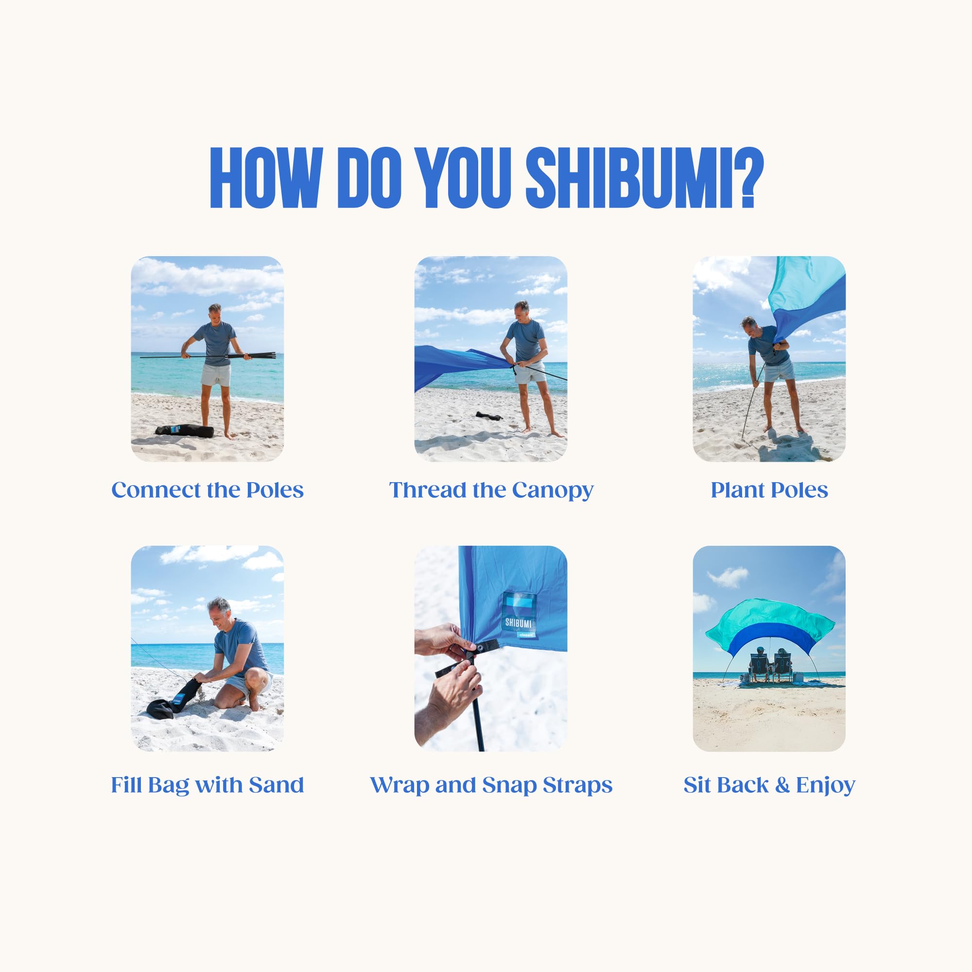 Shibumi Shade Quiet Canopy Version | Beach Tent | Sets Up in 3 Mins | 150 Sq. Ft. of Shade for up to 8 People | Includes Wind Assist | UPF 50+ Sun Protection