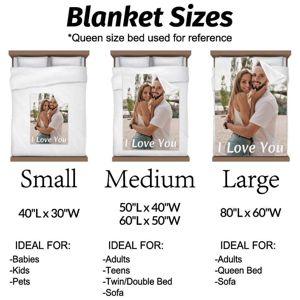 inkArts Custom Blanket Throws with Photos Text Personalized with Picture Customizable, Customize for Mom, Dad, Couple, Girlfriend, Boyfriend, Husband & Wife