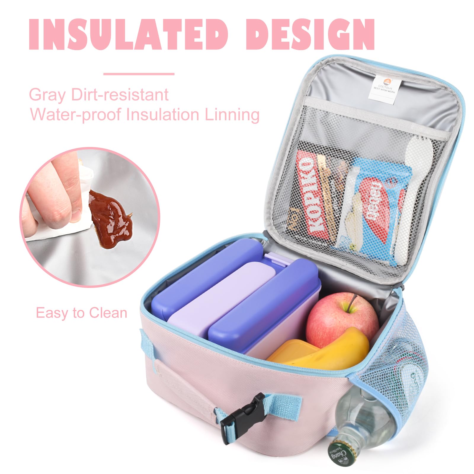 CaCTOUR Lunch Box Kids,Premium Insulated Lunchbox for Girls Boys,Soft Mini Cooler Bag Back to School Thermal Reusable Lunch Bag for Work School Picnic (Blue)
