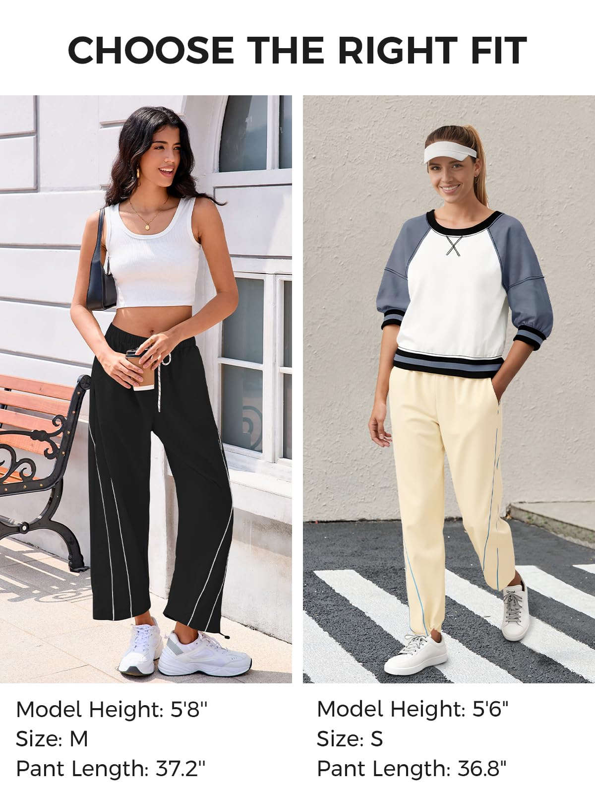 Fisoew Womens Baggy Wide Leg Pants Casual Elastic Waist Drawstring Hiking Workout Cropped Pants with Pockets