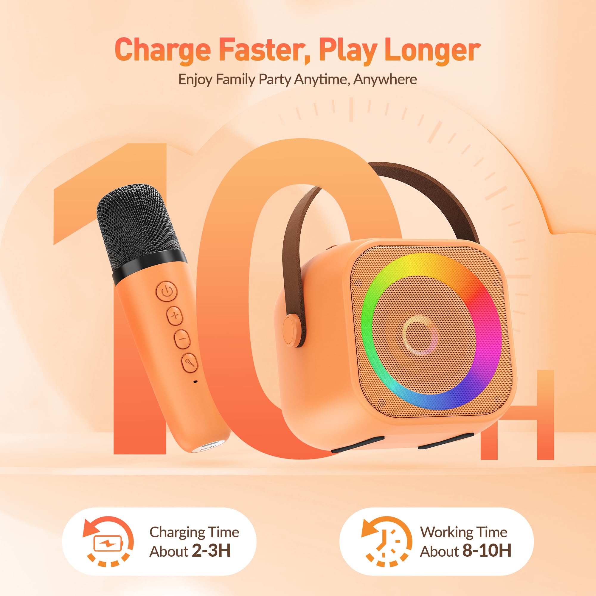 Mini Karaoke Machine, Portable Bluetooth Karaoke Speaker with 2 Wireless Microphones and Party Lights for Kids and Adults, Birthday Gifts for Girls Boys Family Home Party