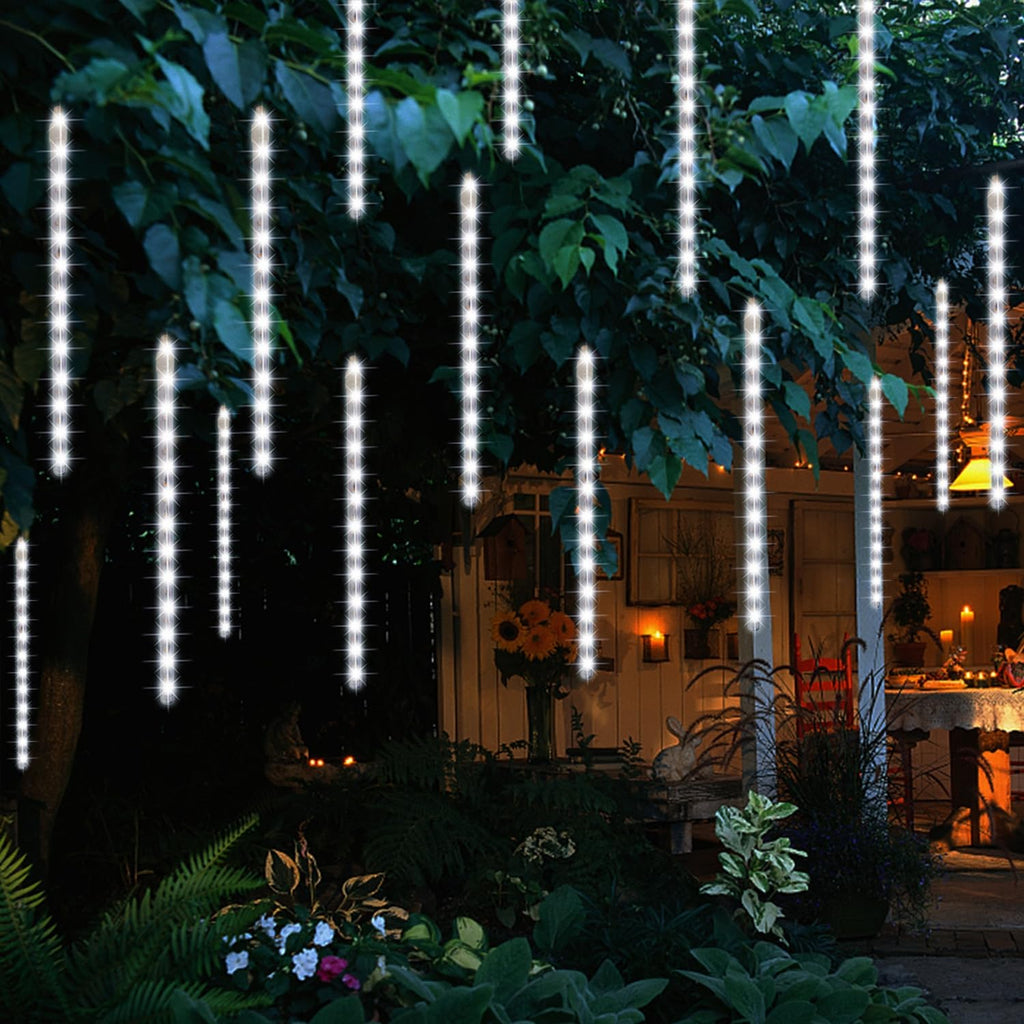 Meteor Outdoor Icicle Lights - 12 Inch, 288 LED, Snow Falling, Connectable, Red & Green, Xmas Wedding Party Tree Decor
