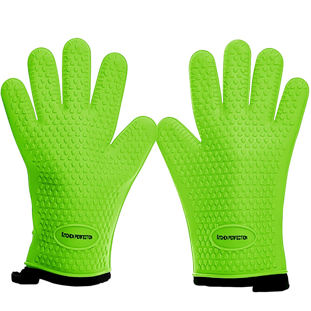 KITCHEN PERFECTION Silicone Oven & Griddle Gloves -Extreme Heat Resistant BBQ & Grilling Gloves -Handle Hot Food Right on Your Griddle |Waterproof Oven Mitts Grill Gloves |Superior Set+3 Bonuses