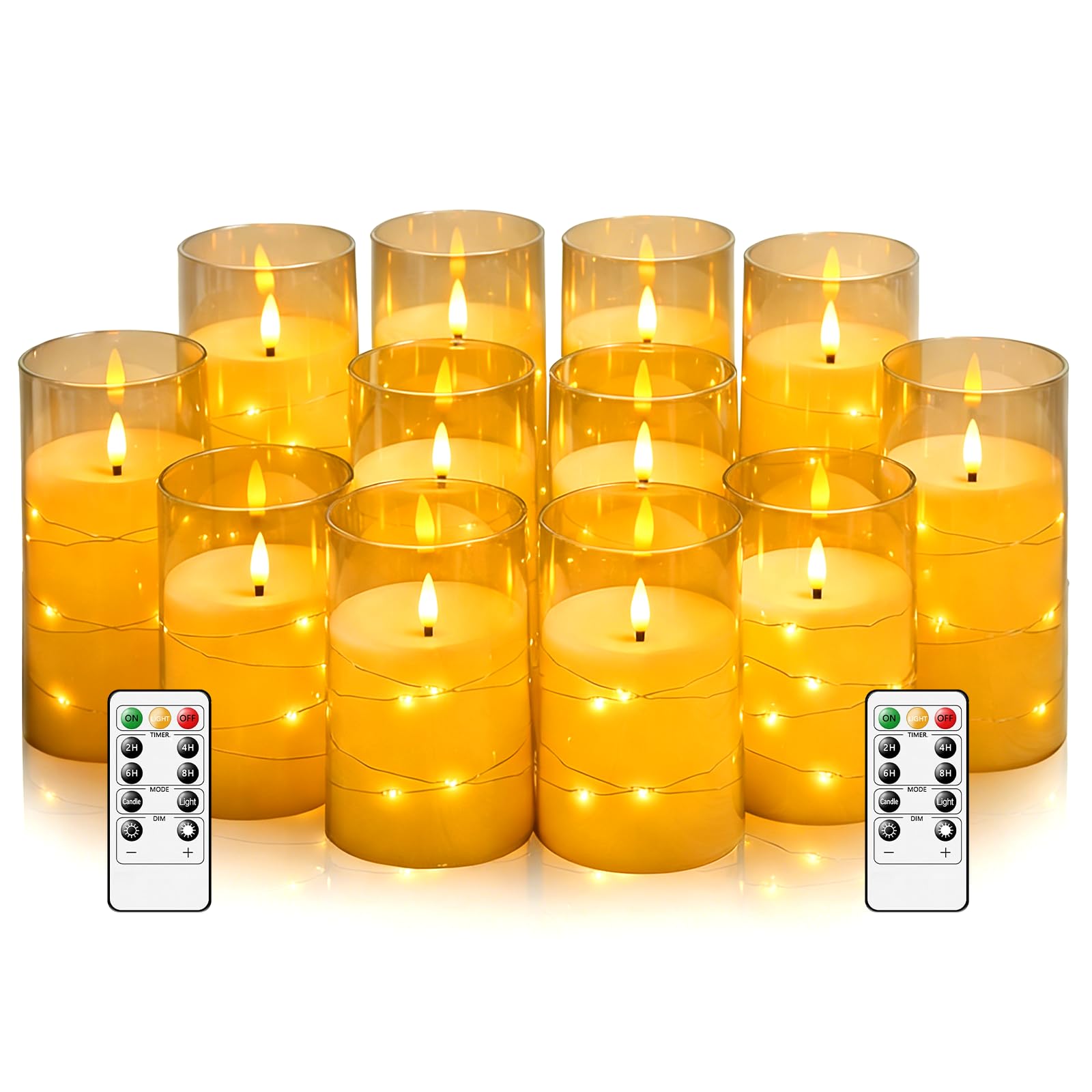 kakoya Flameless LED Candles with Timer 5 Pc Flickering Flameless Candles for Romantic Ambiance and Home Decoration Stable Acrylic Shell,with Embedded Star String，Battery Operated Candles（Red）