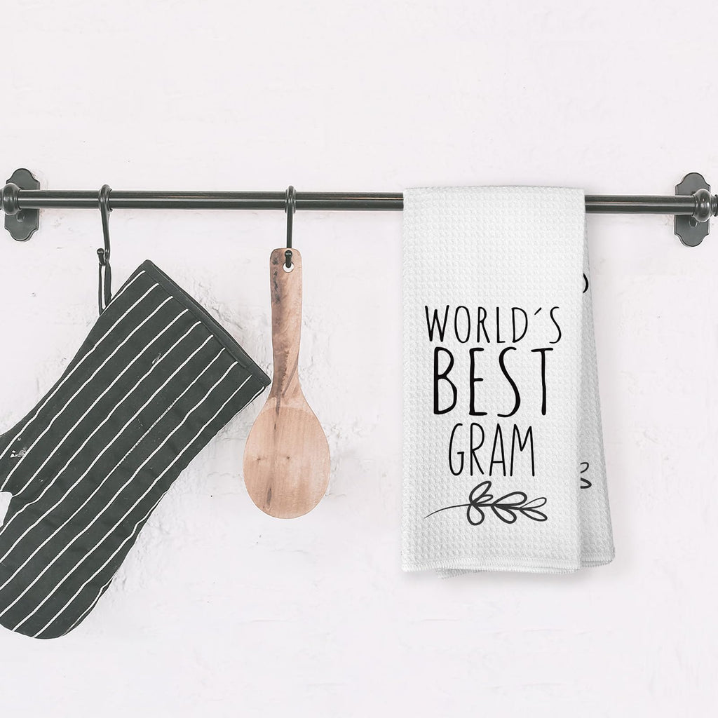 World's Best Grandparents Kitchen Towels, Grandparent Gifts for Grandma Grandpa, Grandparents Gifts from Grandchildren, Father's Day Tea Towels Kitchen Hand Towels 16x24 Inch