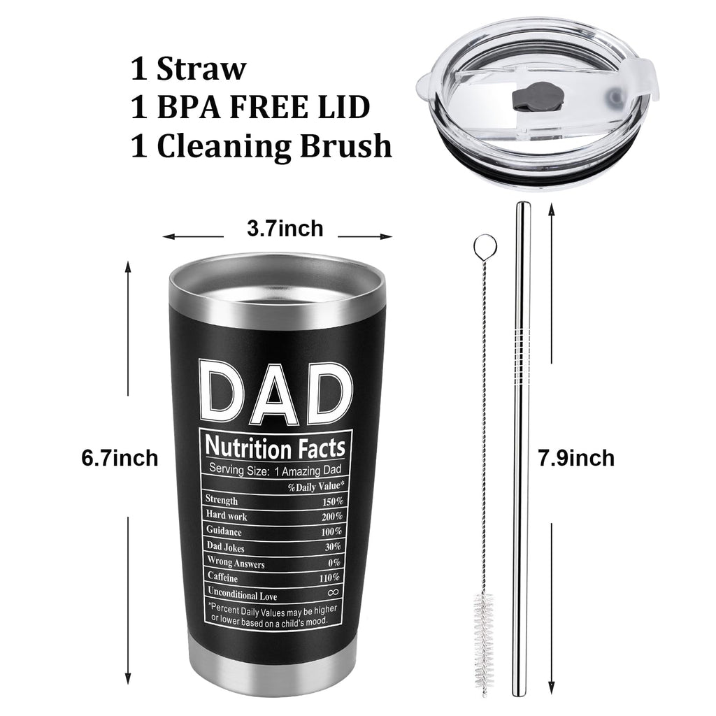 Erpotyl Fathers Day Dad Gifts for Men- 20Oz Stainless Steel Tumbler Indoor Outdoor Work Essentials Leakproof Camping Gym Office Cup with Lid and Straw Birthday Gifts for Him Stepdad Husband Dad Uncle