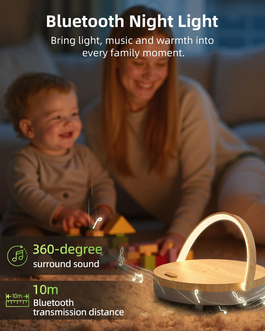 EZVALO Gifts for Mom, 4-in-1 Bedside Lamp with Bluetooth Speaker, Dimmable Night Light, Charging Station and Phone Holder, Birthday Gifts for Women, Teens, Wife and Friends