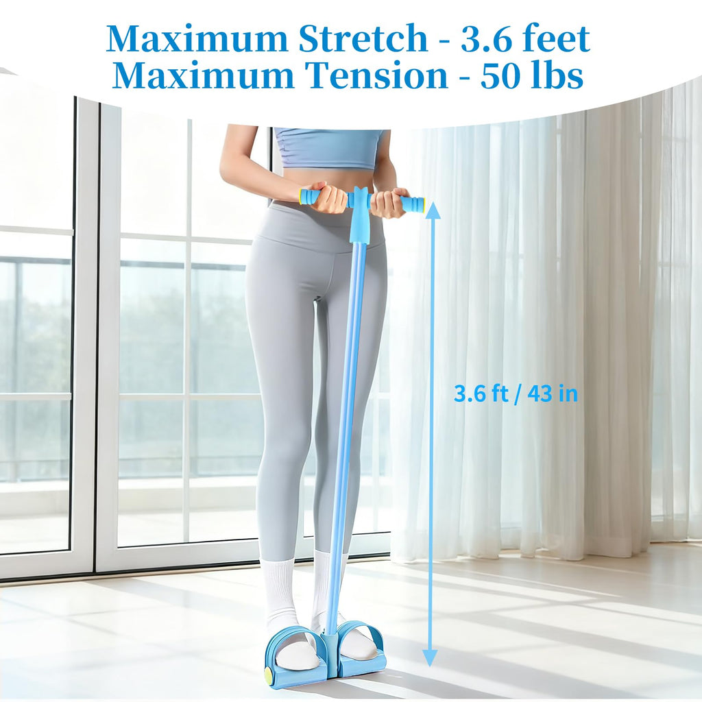 Pedal Resistance Bands with Handles, Upgrade 6-Tubes Manual Tension Training Pedal, Natural Rubber Foot Pedal Resistance Bands, Multifunction Fitness Bands for Abdomen, Waist, Arm, Leg