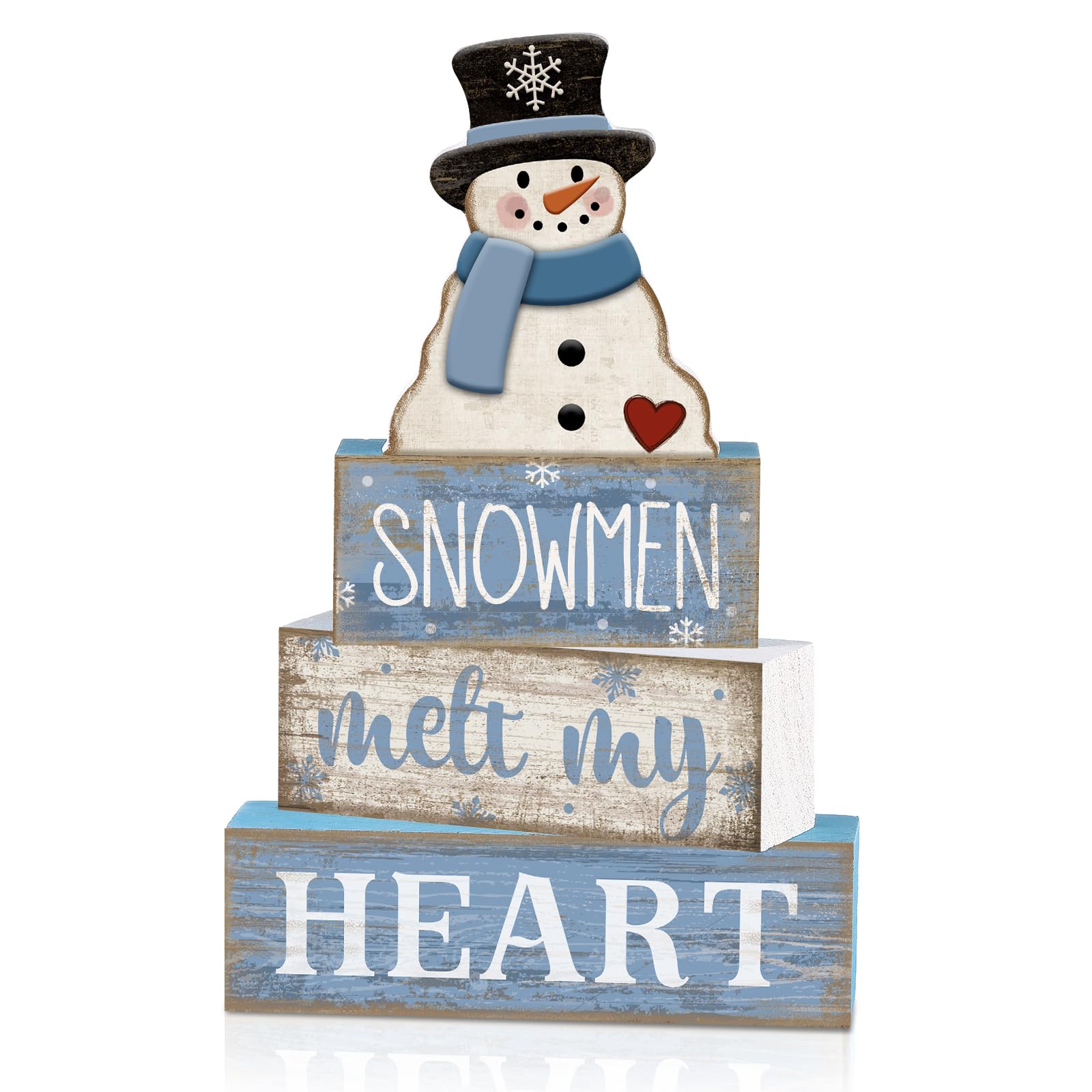 Moucuny 4 Pcs Christmas Table Decor Wooden Hot Cocoa Decoration Christmas Centerpiece Winter Tiered Tray Decor Decorative Red Hot Cocoa Block Signs Gift Farmhouse Xmas Decoration for Home Kitchen