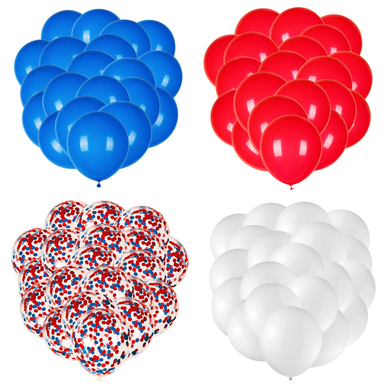 JOYYPOP 80 PCS Red White and Blue Balloons 12 Inch Patriotic Balloons with Confetti Balloons for 4th of July Decorations Independence Day 250 Anniversary Birthday Party Supplies