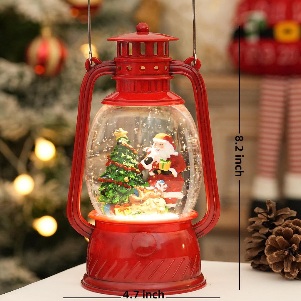 Snow Globe Christmas Decorations Indoor, Santa Claus Lighted Musical Christmas Snow Globes Lantern with Glitter & 6H Timer, Santa Claus Christmas Decorations for Home