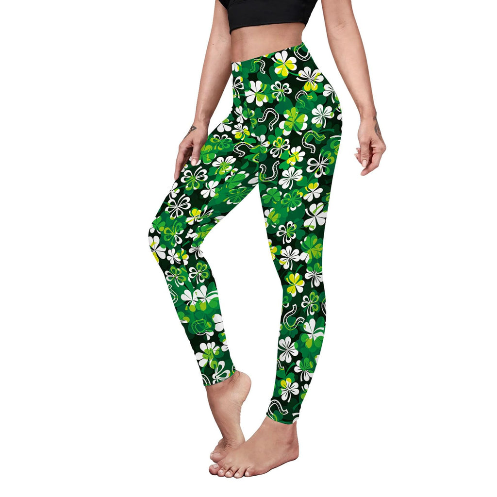 color cosplayer St. Patrick's Day Leggings Shamrock Stretchy Tights Yoga Pants for Women
