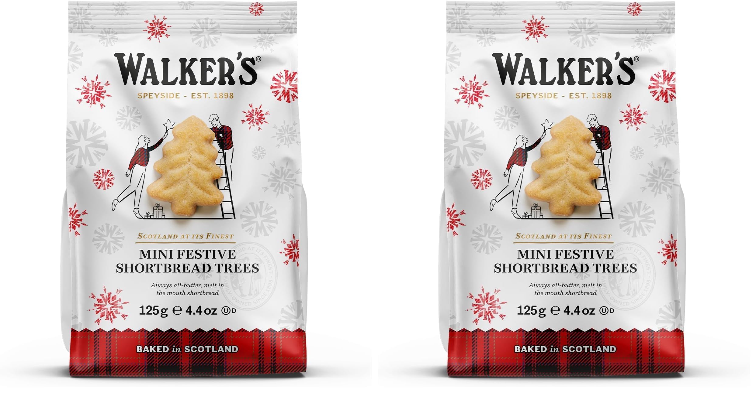 Walker's Shortbread Christmas Tree Shaped Mini Holiday Cookies, Pure Butter Shortbread Cookies, 5.3 Oz Box