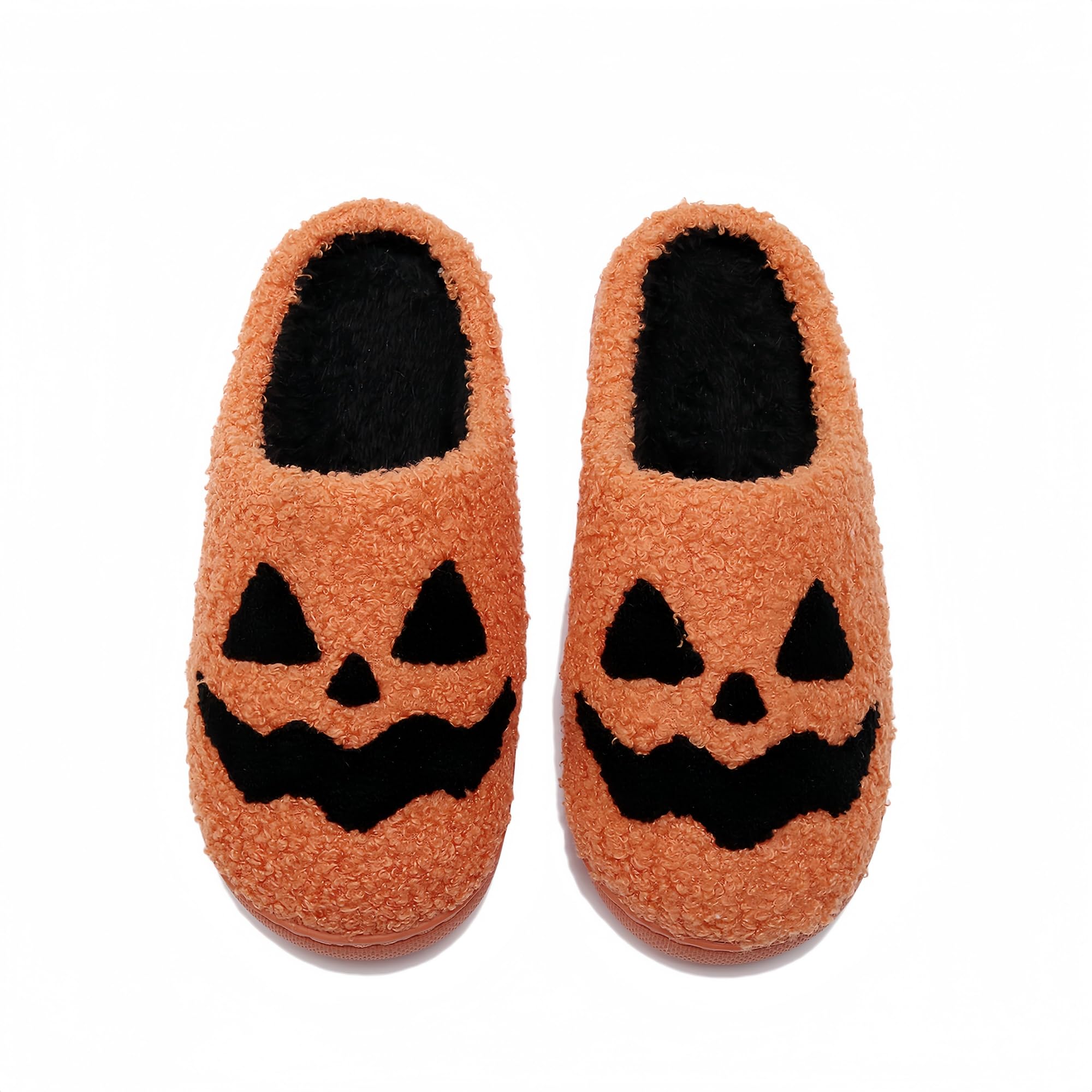 Halloween Slippers for Women Retro Soft Cozy Comfy Plush Lightweight Slip-on Indoor Outdoor Anti-Skid Sole Christmas House Shoes