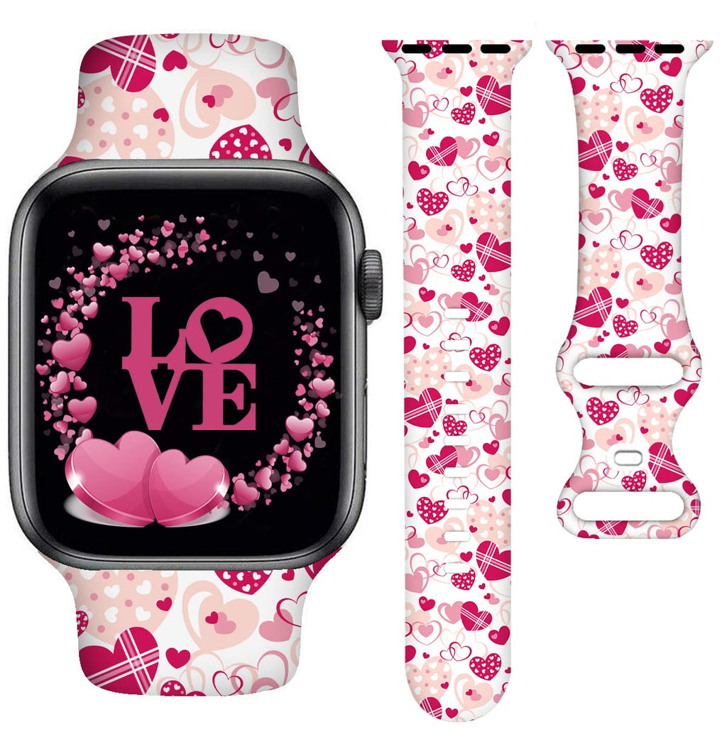 Holiday Watch Bands Compatible Watch 38mm 40mm 41mm 42mm for Women Men, Adjustable Soft Silicone Replacement Smartwatch Wristband for SE Series 8/7/6/5/4/3/2/1
