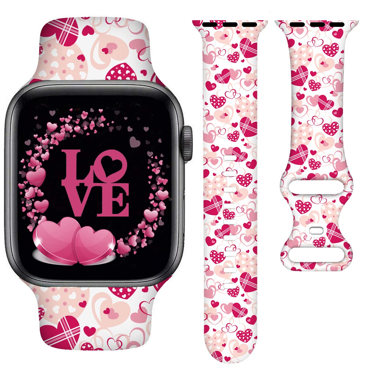 Holiday Watch Bands Compatible Watch 38mm 40mm 41mm 42mm for Women Men, Adjustable Soft Silicone Replacement Smartwatch Wristband for SE Series 8/7/6/5/4/3/2/1
