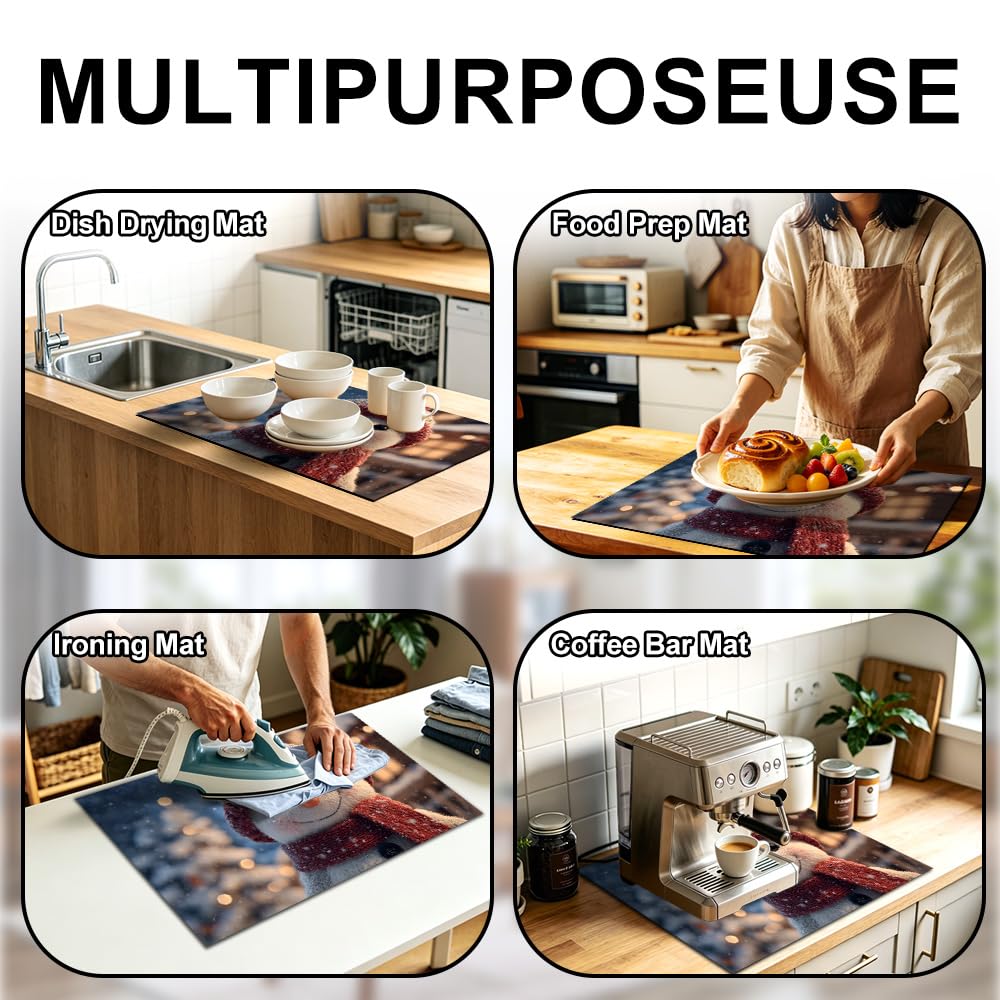 Stove Mat 28.35 x 20.47 Inch Christmas Fireplace and Tree Design Cozy Living Room Holiday Scene Decorative Kitchen Countertop Cover Reusable Flexible Mat for Gas Range Electric Stove Home Winter Décor