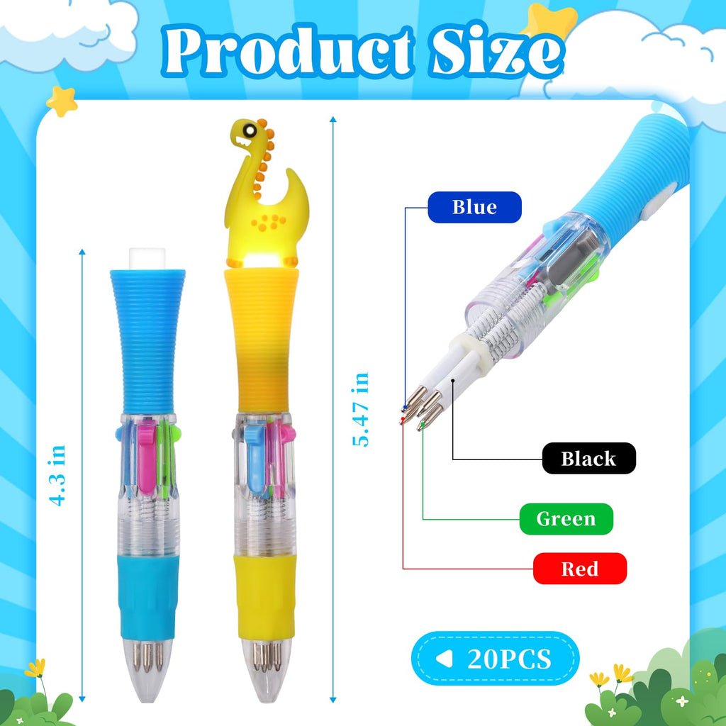 CZWZ 20Pcs Mini Multicolor Pens in One 4-in-1 Cute Pens Bulk for Kids, Fun Kawaii Ballpoint Pens for Birthdays and Children's Party Favors Gifts Teacher School Supplies
