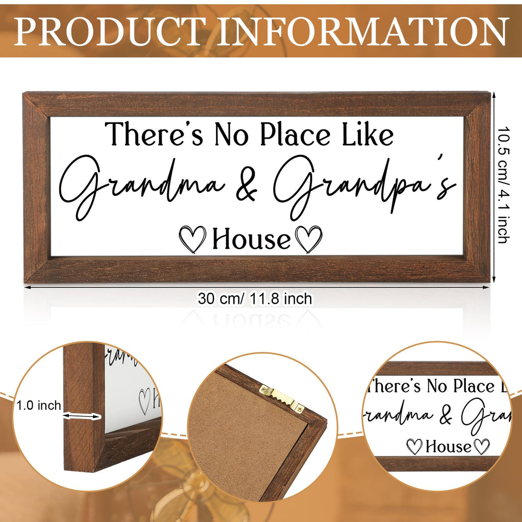 Yousoontic Grandparents Gift from Grandkids There's No Place Like Grandma & Grandpa's House Wooden Sign Farmhouse Home Decor for Birthday Christmas Thanksgiving Gift(Dark Brown,11.8 Inch)