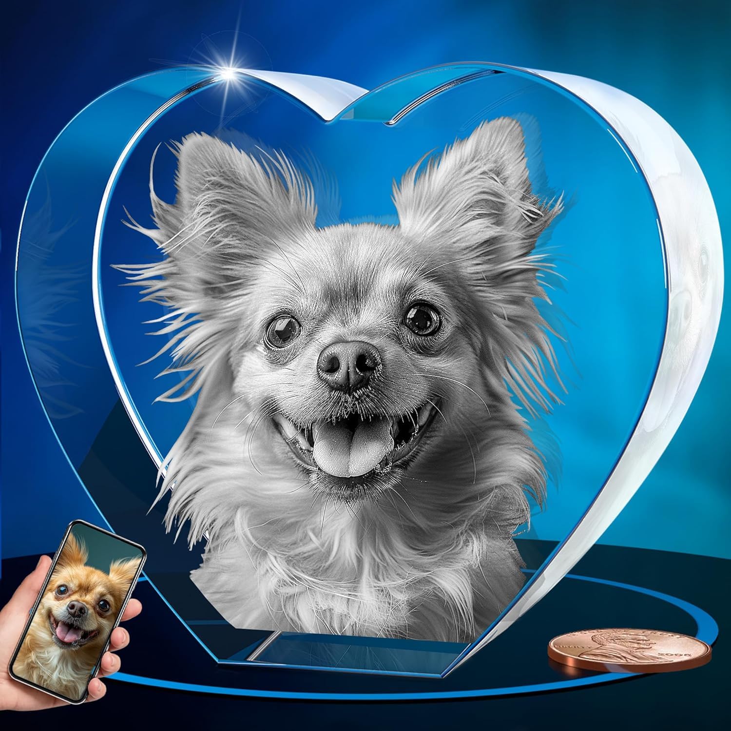 ArtPix 3D Crystal Photo, Personalized Dog Memorial Gifts with Your Own Photo for Dog Lovers, Pet Owners, 3D Laser Etched Picture, Engraved Crystal in Memory of Dog, Customized Gifts