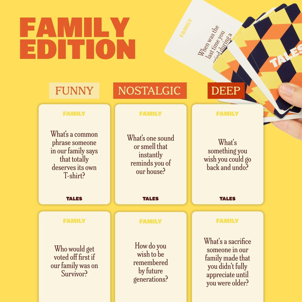 TALES 150 Life Story Interview Kit, Conversation Cards, for Grandparents, Parents, Families, Adults, Game Night, Road Trips, Dinner Table, Getting to Know You (New Edition)