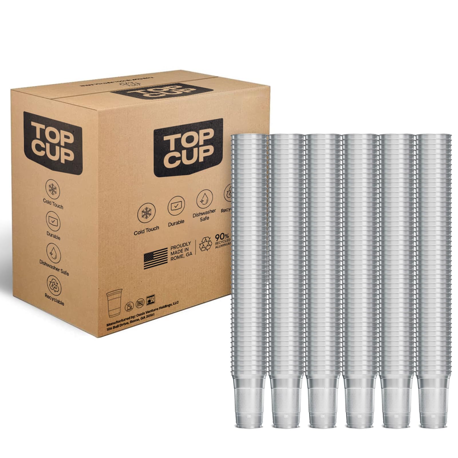 Top Cup America's 250th Birthday 20 oz Reusable Aluminum Party Cups 20 Count | Durable, Reusable & Recyclable, Made in USA