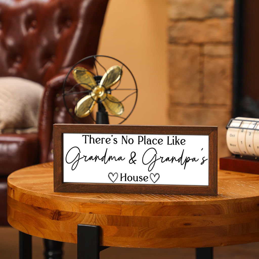 Yousoontic Grandparents Gift from Grandkids There's No Place Like Grandma & Grandpa's House Wooden Sign Farmhouse Home Decor for Birthday Christmas Thanksgiving Gift(Dark Brown,11.8 Inch)