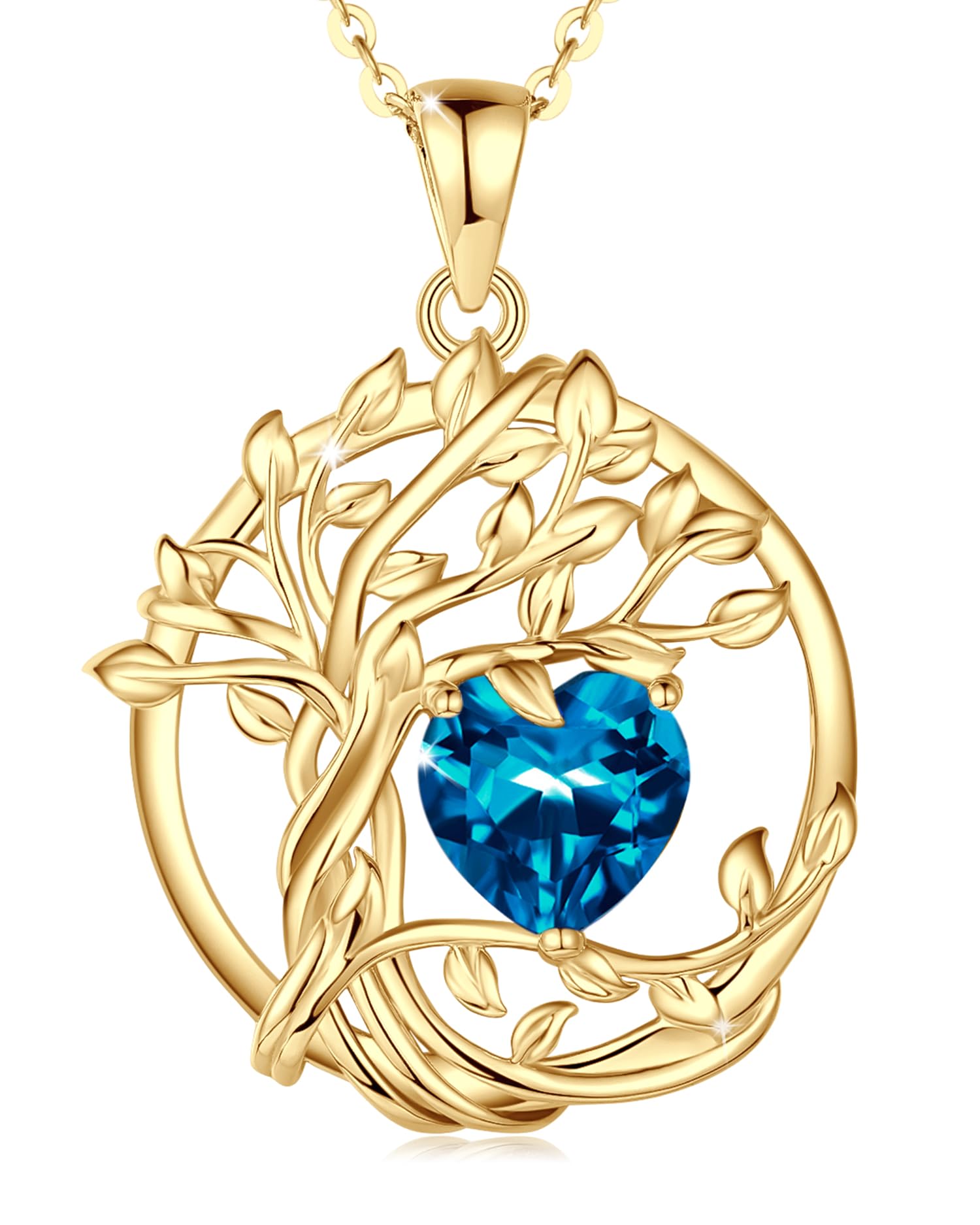 FANCIME Tree of life Birthstone necklace Sterling Silver Pendant Birthstone Necklace Gemstone Anniversary Birthday Jewelry Mothers Day Gifts for Mom Her Wife