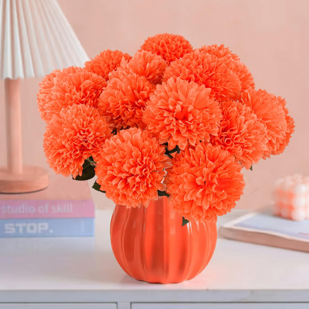 Hananona 12 Pcs Artificial Chrysanthemums Flowers Patriotic Flower, 4th of July Fake Mums Flowers Silk for Home Decor Indoor Memorial Day Table Centerpiece Vase not Included (12, Red, White, Blue)