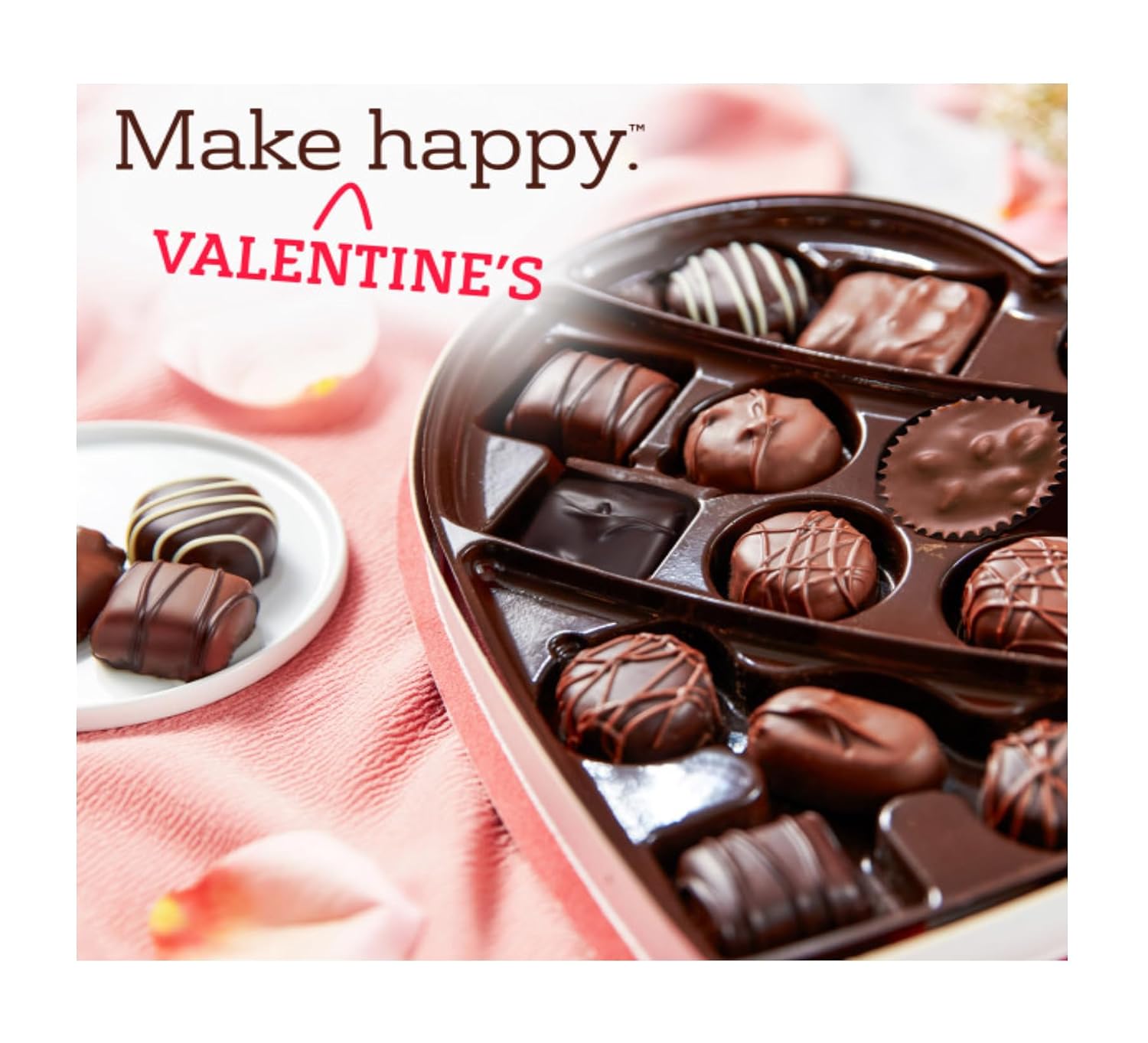 Russell Stover Valentine's Day Red Foil Heart - Assorted Milk and Dark Chocolate - 17 Pieces Per Box - Great For Sharing with Friends and Family