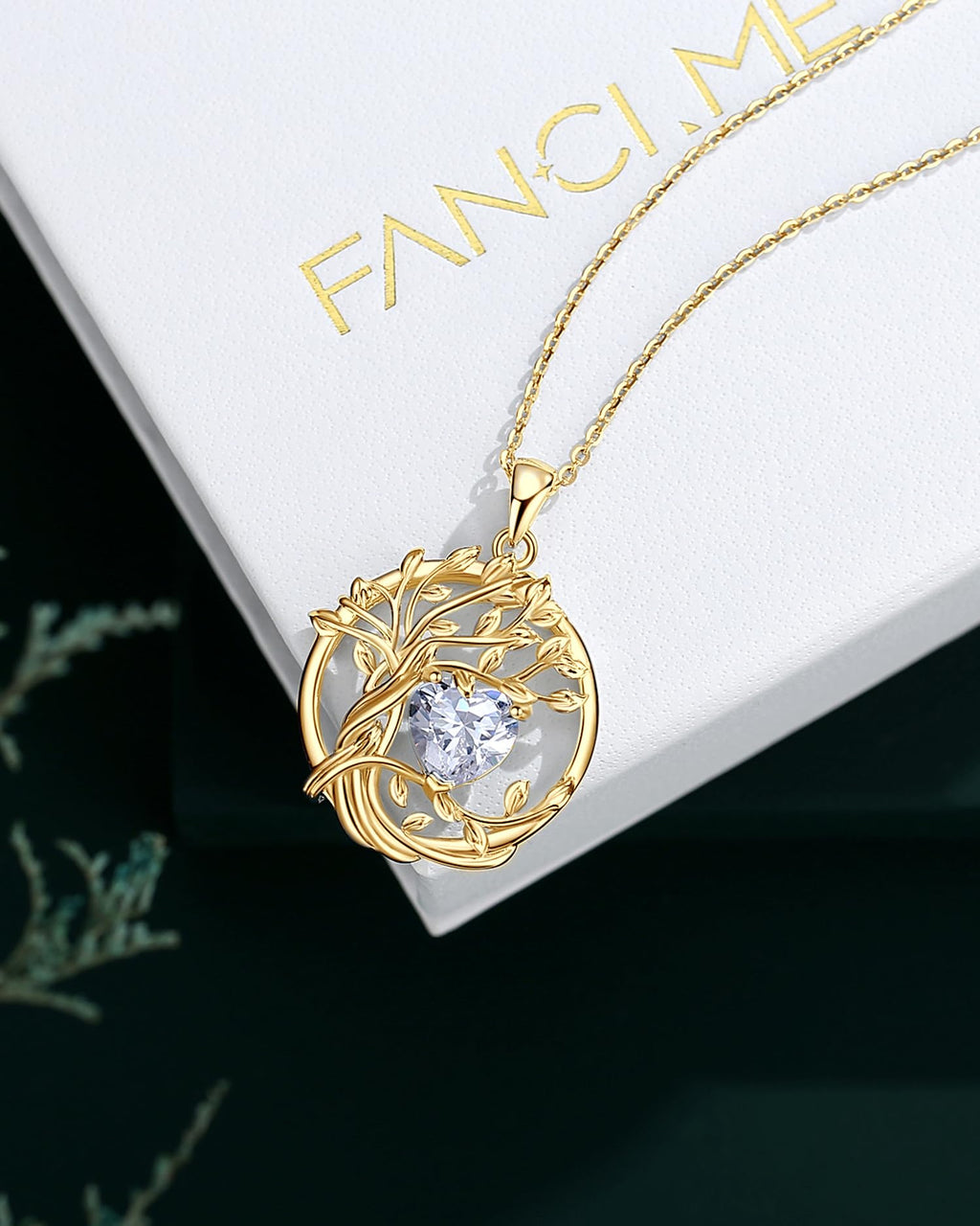 FANCIME Tree of life Birthstone necklace Sterling Silver Pendant Birthstone Necklace Gemstone Anniversary Birthday Jewelry Mothers Day Gifts for Mom Her Wife