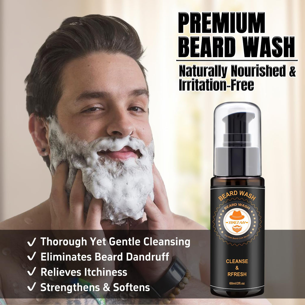 XIKEZAN Fathers Day Gifts for Dad Husband,Beard Kit for Men Grooming & Care w/Beard Conditioner, Wash,Oil,Balm,Birthday Valentines Easter Gifts for Mens Him Boyfriend Christmas Stocking Stuffers