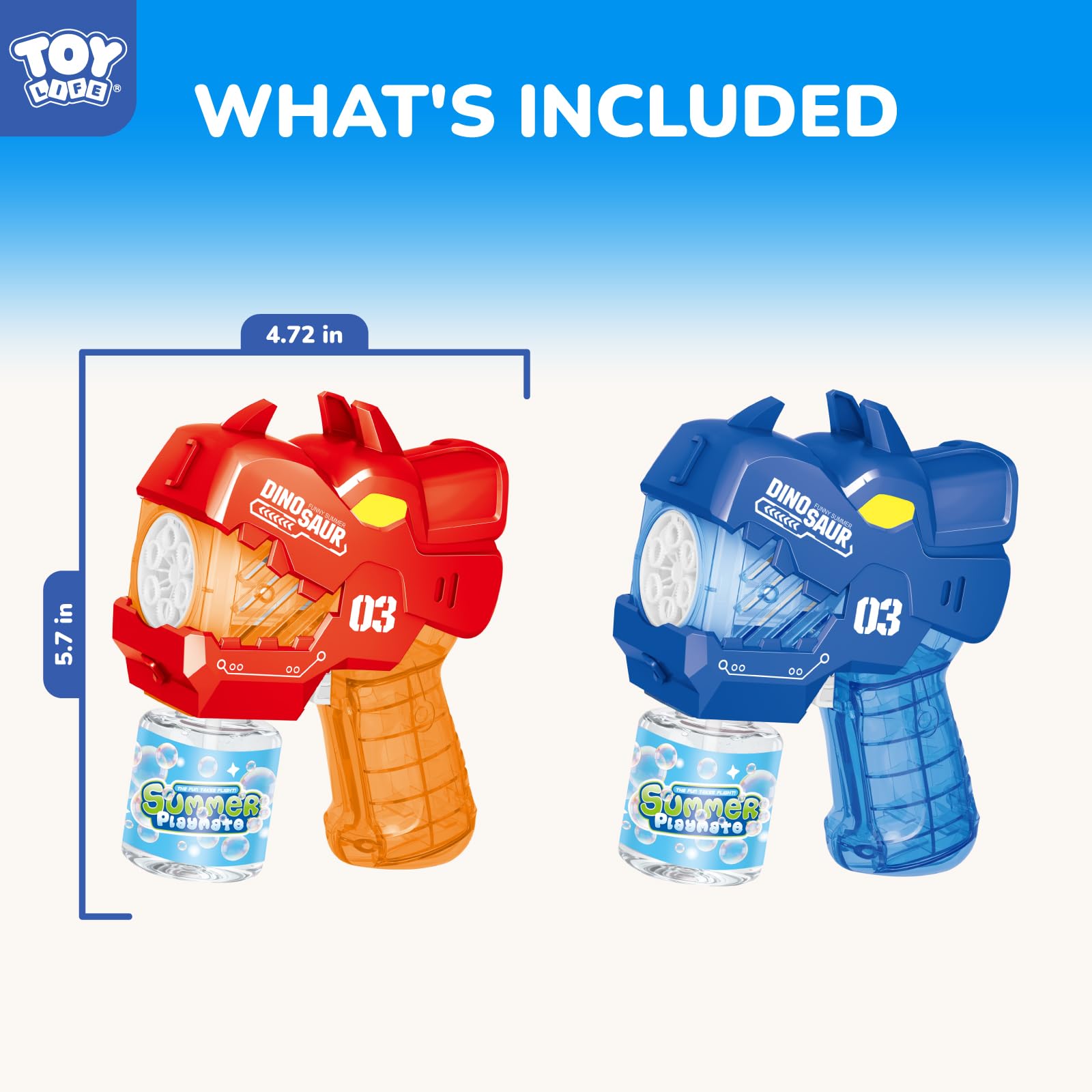 TOY Life 3 Pack Bubble Guns for Kids, Automatic Bubble Blower, Leakproof & Lightweight, Outdoor Summer Toys for Beach Travel, Easter Basket Stuffer, Party Favor, Birthday Gift for Toddlers Boys Girls
