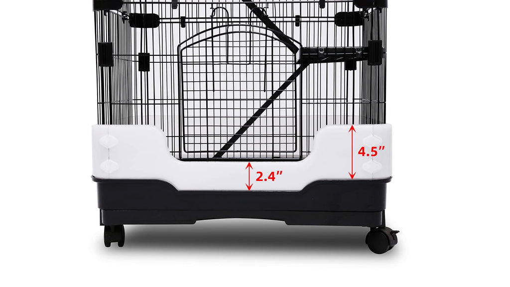 Homey Pet 3 Levels Chinchilla Ferret Pet Crate Small Animals Cages for Rat, Hamster, Guinea Pig, Squirrel, Include Caster Tray and Urine Guard (Black)