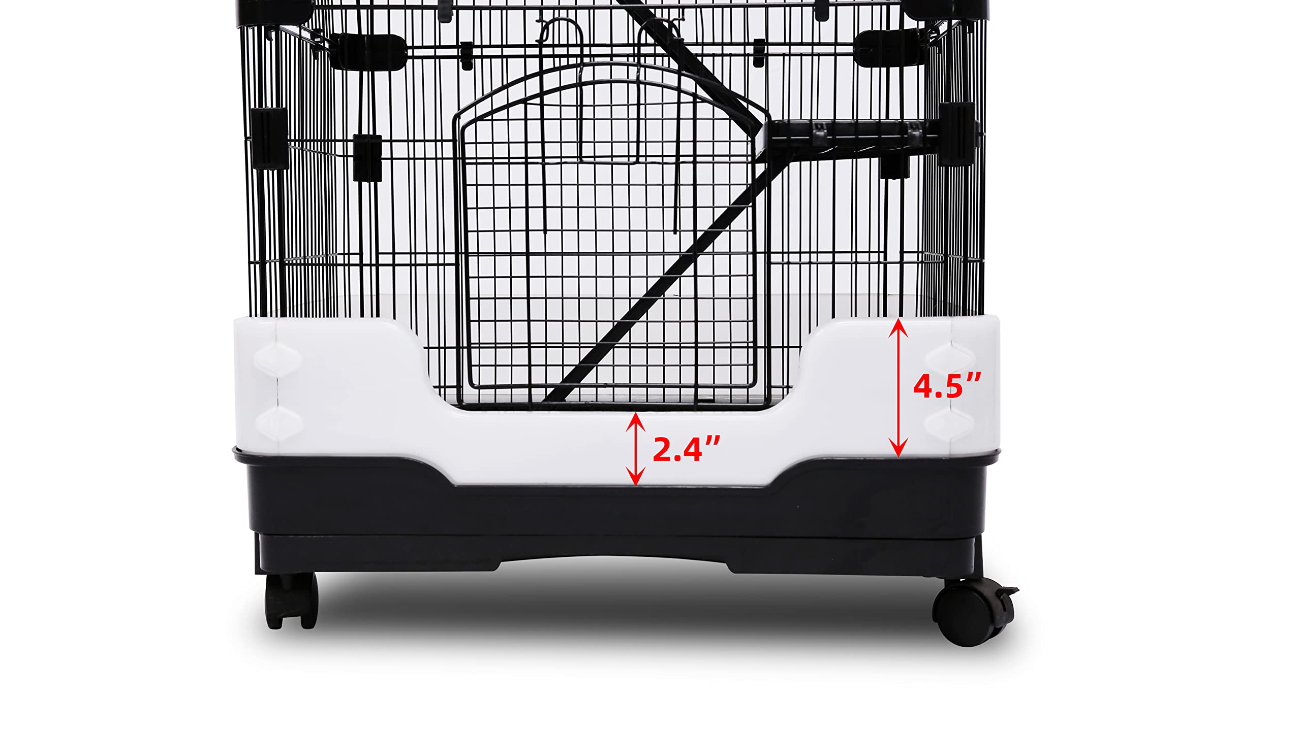Homey Pet 3 Levels Chinchilla Ferret Pet Crate Small Animals Cages for Rat, Hamster, Guinea Pig, Squirrel, Include Caster Tray and Urine Guard (Black)