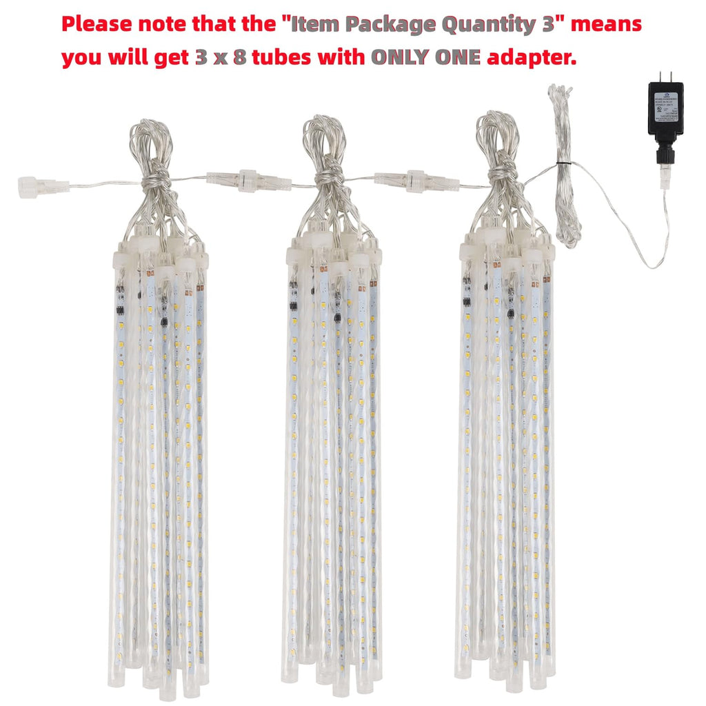 Meteor Outdoor Icicle Lights - 12 Inch, 288 LED, Snow Falling, Connectable, Red & Green, Xmas Wedding Party Tree Decor