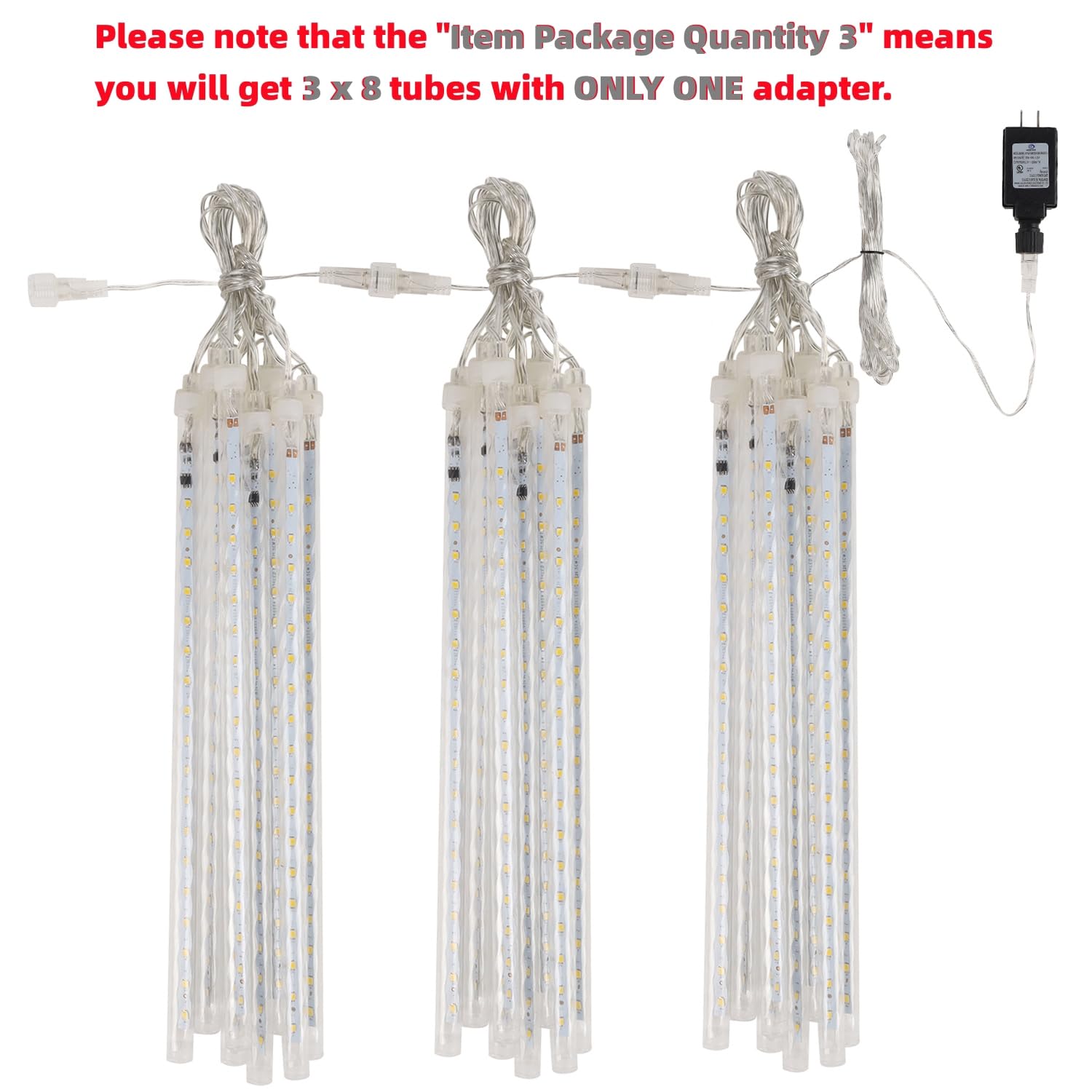 Meteor Outdoor Icicle Lights - 12 Inch, 288 LED, Snow Falling, Connectable, Red & Green, Xmas Wedding Party Tree Decor