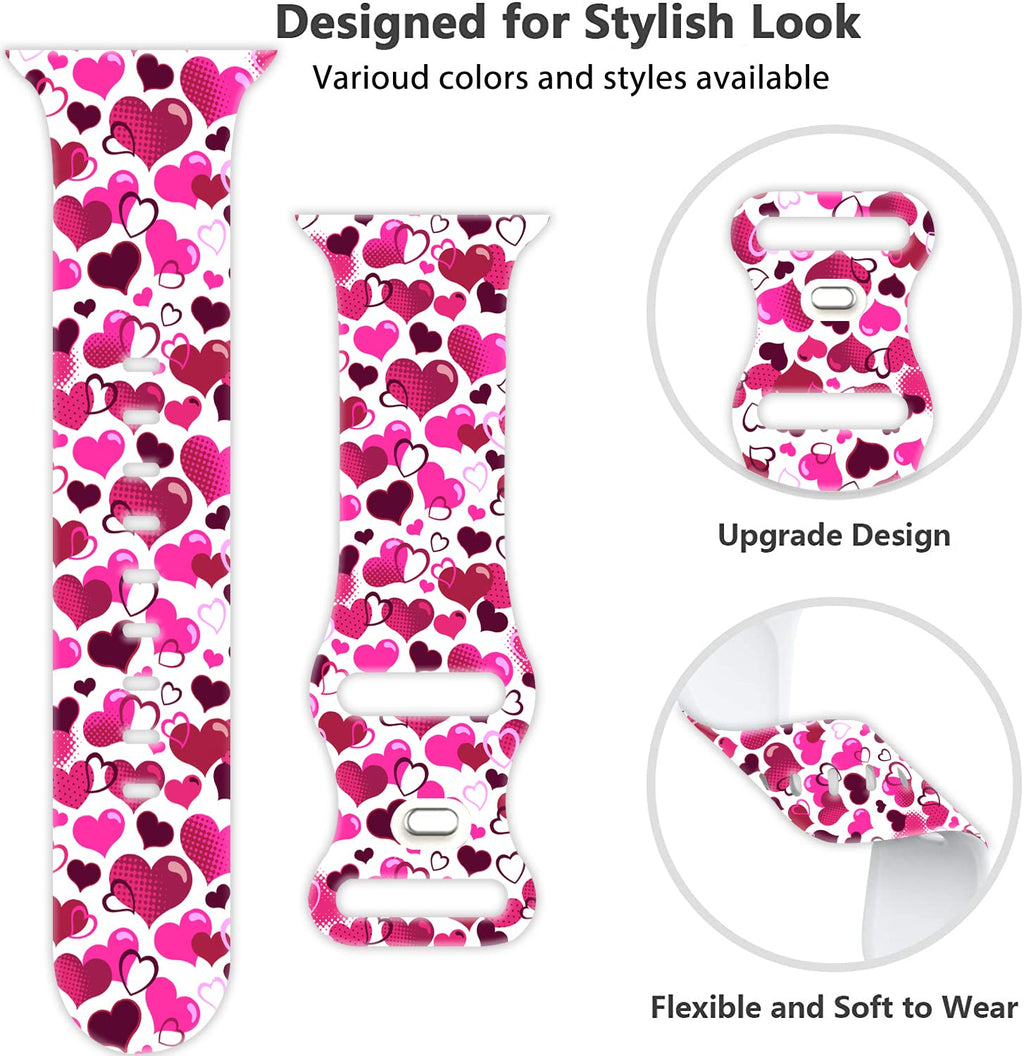 Holiday Watch Bands Compatible Watch 38mm 40mm 41mm 42mm for Women Men, Adjustable Soft Silicone Replacement Smartwatch Wristband for SE Series 8/7/6/5/4/3/2/1
