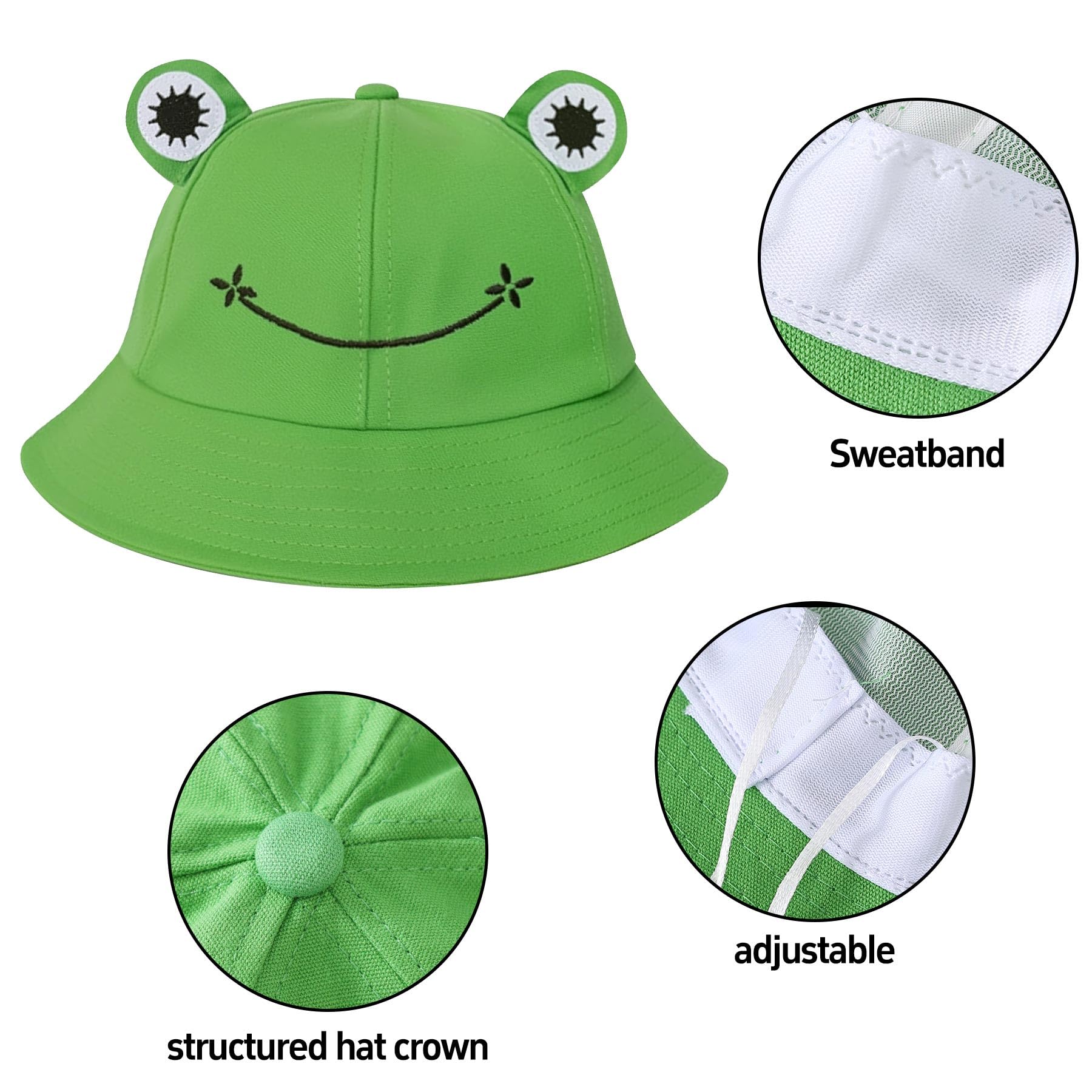 Sun Bucket Hats for Women & Men Beach Hat UV Protection Adjustable Summer Packable Cotton Frog Funny Fisfing Travel Cap