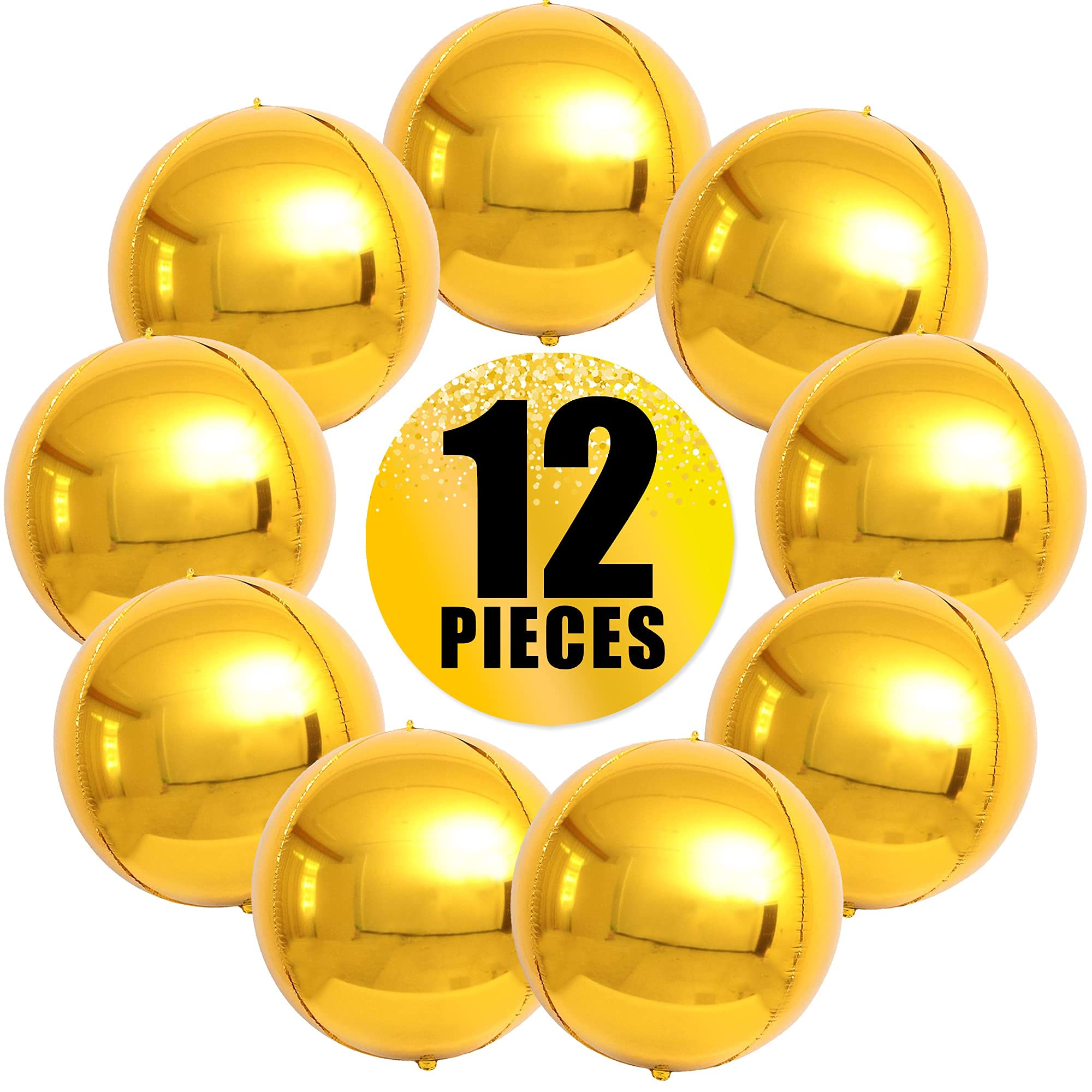 KatchOn, Large Gold Foil Balloons - 22 Inch, Pack of 12 | Gold Balloons for Graduation Decorations 2026 | Mylar Balloons for Anniversary, Wedding, Golden Birthday Party Decorations