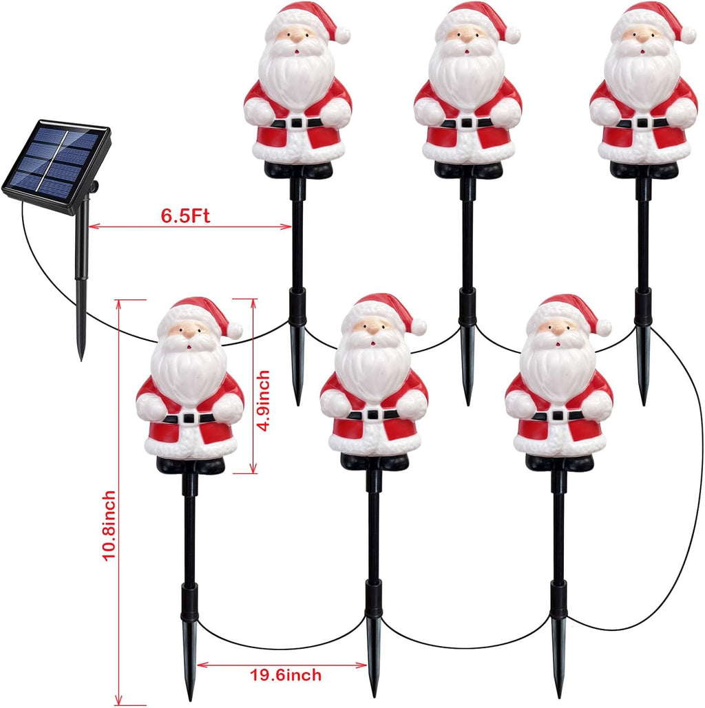 Windpnn Upgraded 6-Pack Solar Christmas Garden Stake Lights, Outdoor Waterproof Solar Santa Claus Stake Christmas Pathway Lights for Garden Decorations Lawn Pathway Patio (8 Modes)