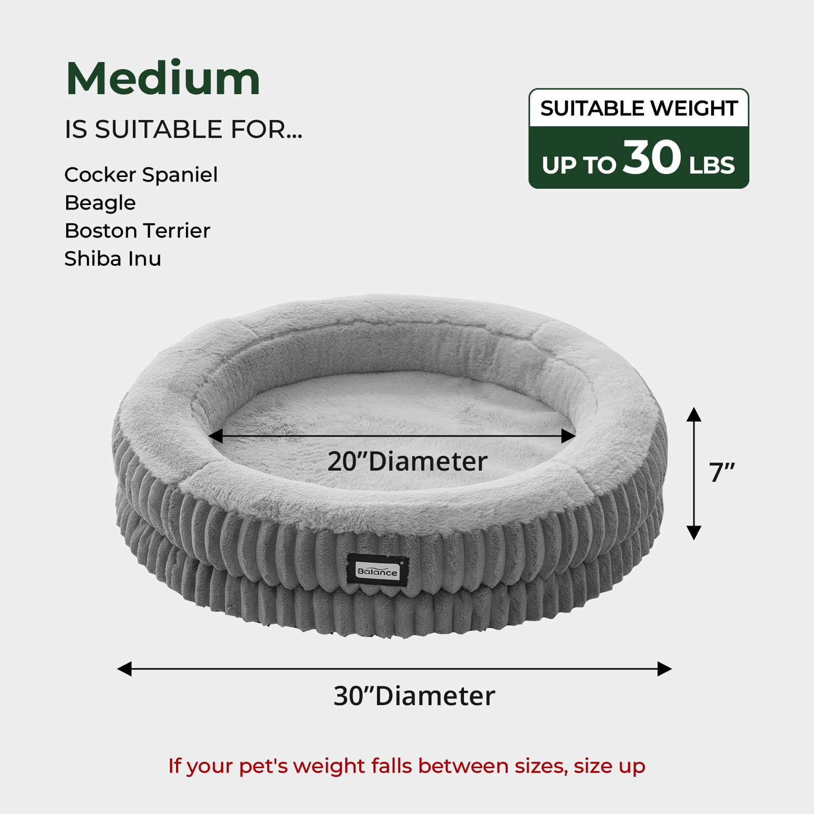 BALANCE Cat Bed Kitten Bed, Washable Round Cat Beds for Indoor Cats, Super Soft Plush Faux Fur Pet Bed for Puppy and Kitten with Anti-Slip Bottom