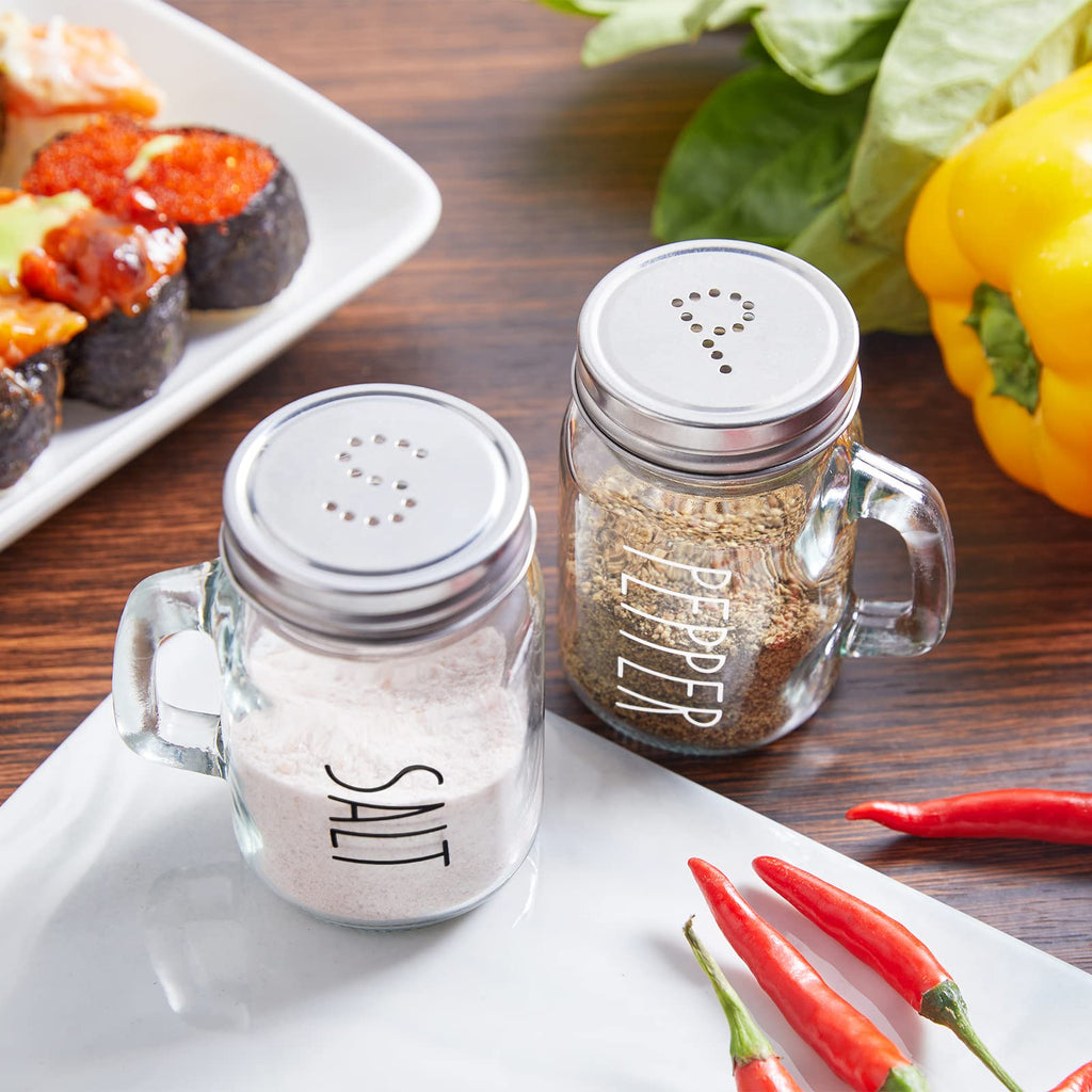 Red Salt and Pepper Shakers Set, ZOSUJO 4 oz Cute Modern Glass Christmas Red Shaker Sets with Stainless Steel Lids, Red Kitchen Decor and Accessories for Home Restaurants Weddings