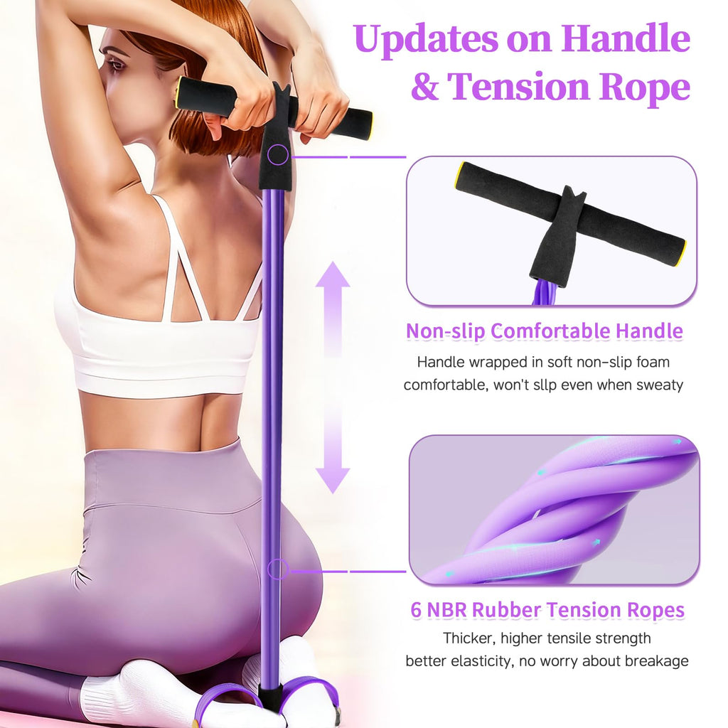 Pedal Resistance Bands with Handles, Upgrade 6-Tubes Manual Tension Training Pedal, Natural Rubber Foot Pedal Resistance Bands, Multifunction Fitness Bands for Abdomen, Waist, Arm, Leg