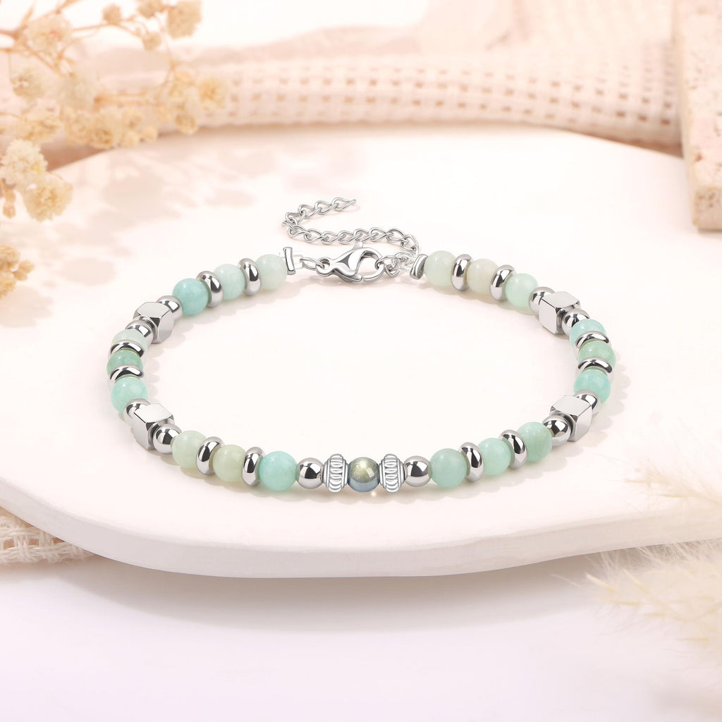 JoycuFF 𝗚𝗶𝗳𝘁𝘀 𝗳𝗼𝗿 𝗪𝗼𝗺𝗲𝗻 𝗠𝗼𝗼𝗻𝘀𝘁𝗼𝗻𝗲 𝗕𝗿𝗮𝗰𝗲𝗹𝗲𝘁 Amazonite Colorful Imperial Jasper Stainless Steel Beads Bracelets, Graduation Christmas Valentines Mothers Day Birthday Gifts