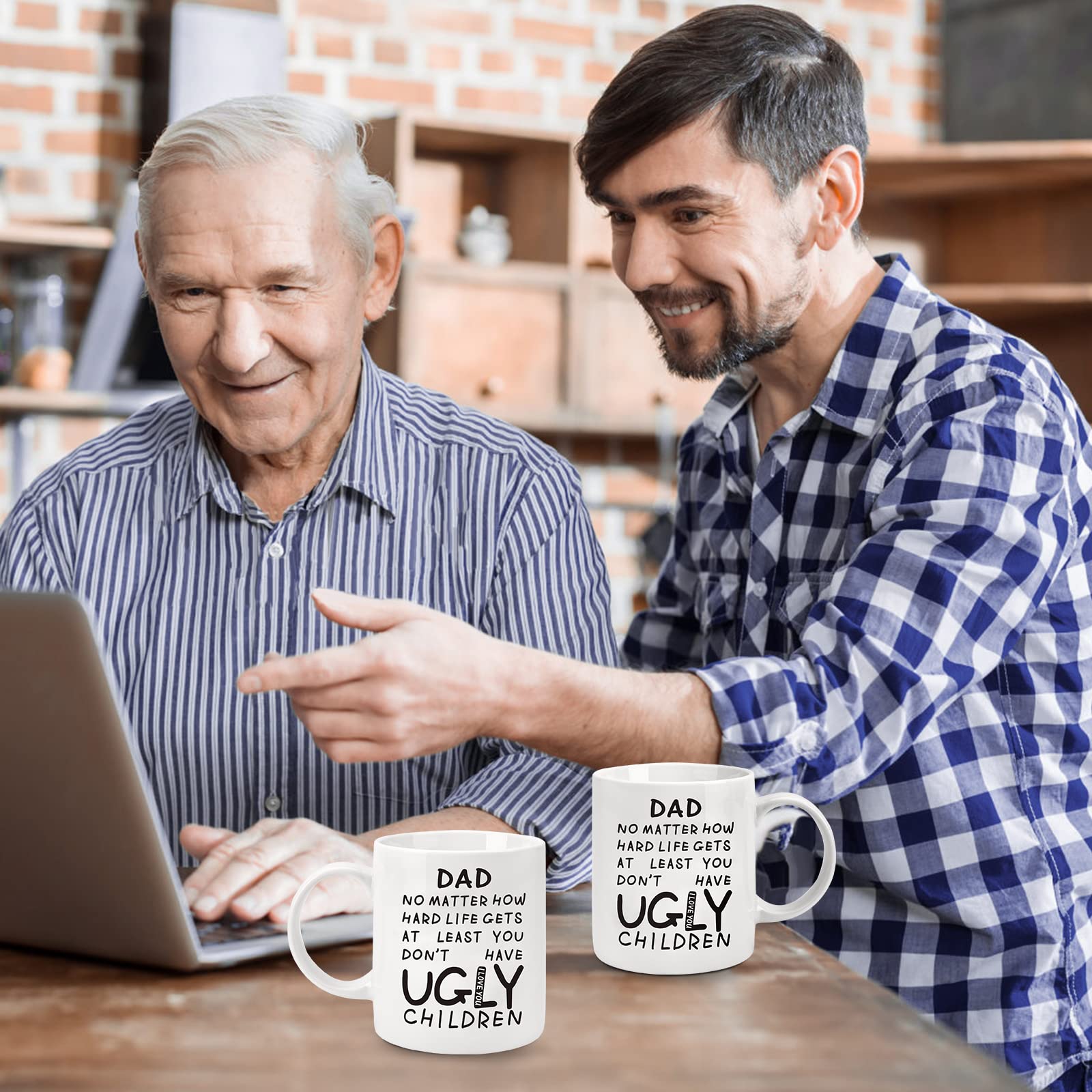 Fathers Day Dad Gifts from Daughter Son - 11oz Funny Coffee Mug for Dad Husband from Wife Kids Unique Ceramic Cup Printed on Both Sides Personalized Birthday Father’s Day Presents for Daddy Stepfather
