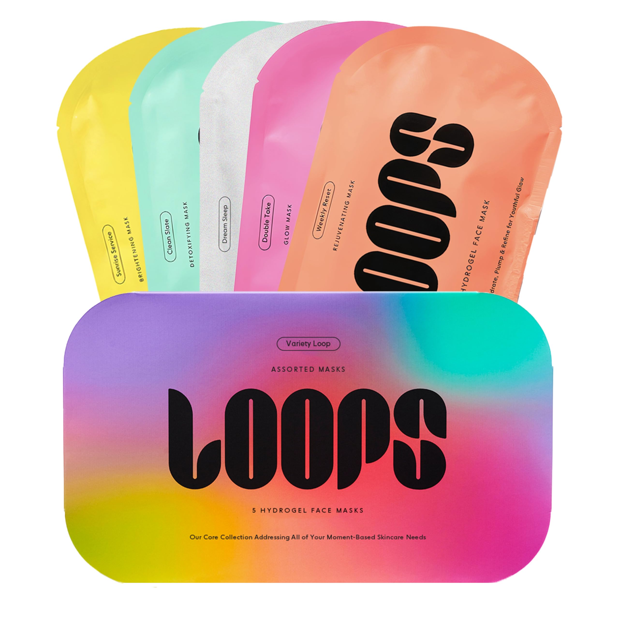 LOOPS DOUBLE TAKE - Glow Korean Hydrogel Face Masks - Calms and Soothes Skin - Refine Pores and Smooth for a Flawless Face - Hydrating Skin Mask Face Mask Leaves You Refreshed and Loumonus 5pc